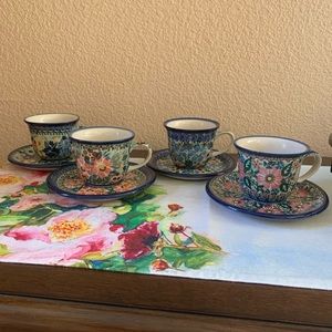 Polish Pottery 4 teacups